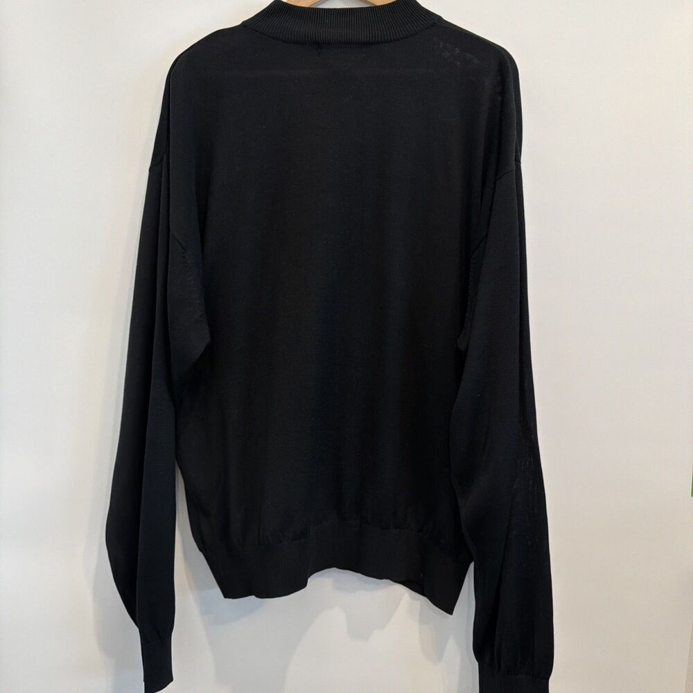 Vtg Baracuta Knit Sweater Silk Blend Mock Neck Mens XXL Black Pullover Classic - Picture 3 of 11